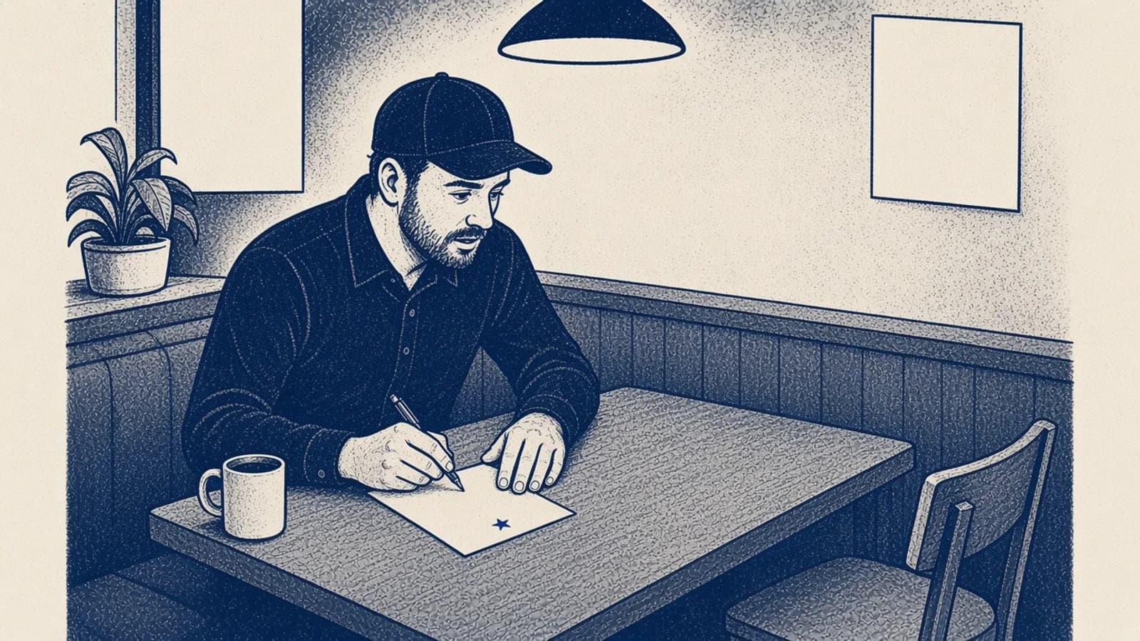 A manager reviews a written employee record.