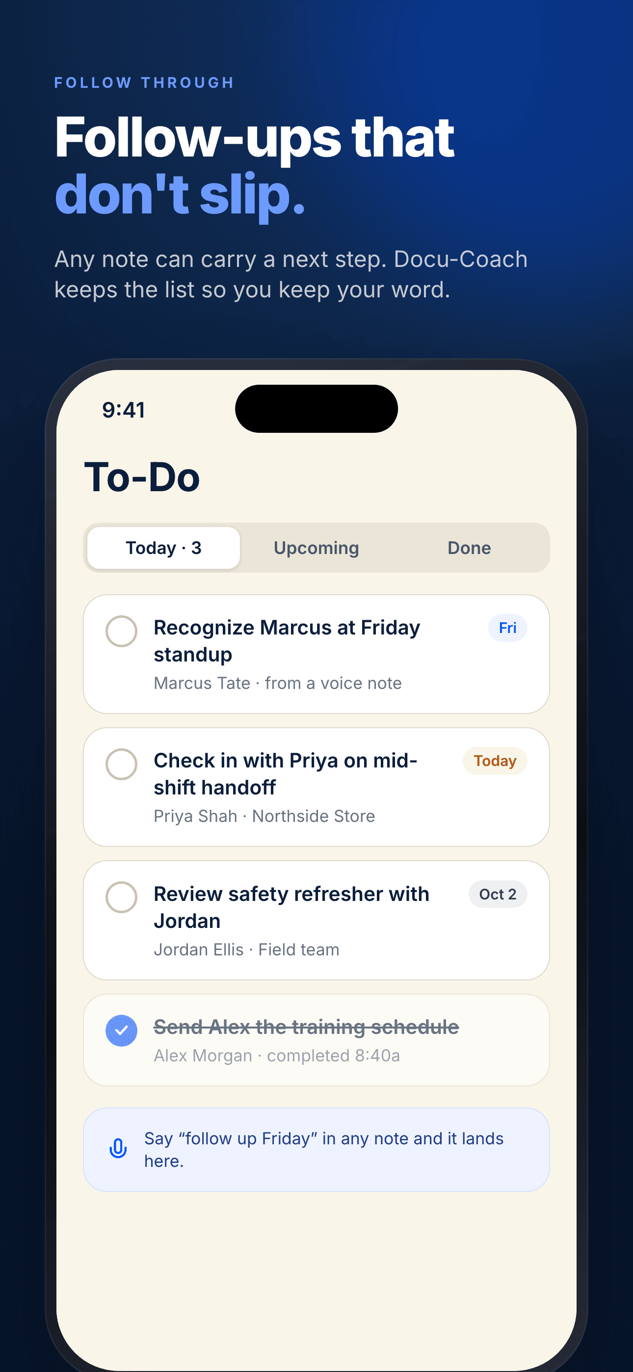 Docu-Coach™ App Store screenshot 5: Follow through